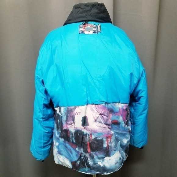 Vintage Polaris Snowmobile Puffer Jacket Thermoloft Abstract Map Print size L - Picture 8 of 10